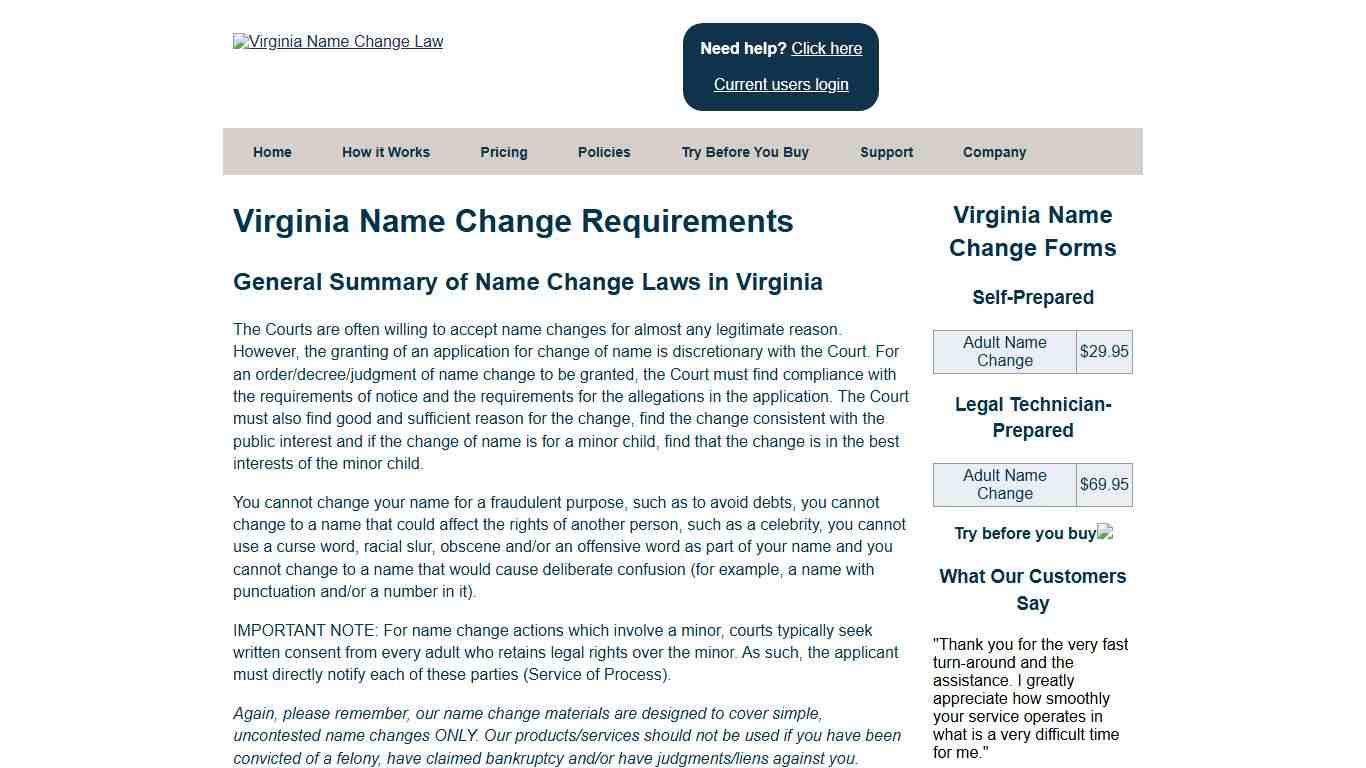 Virginia Name Change Requirements