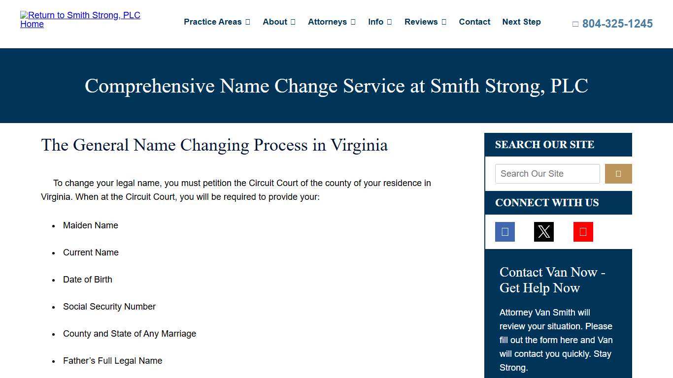 Comprehensive Name Change Service at Smith Strong, PLC Smith Strong, PLC
